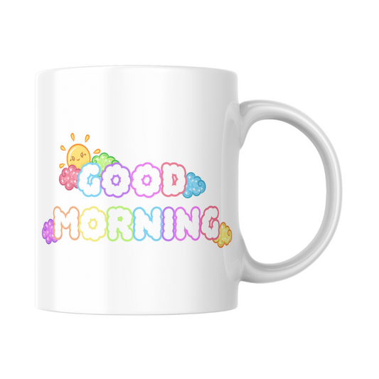 "good morning" mug