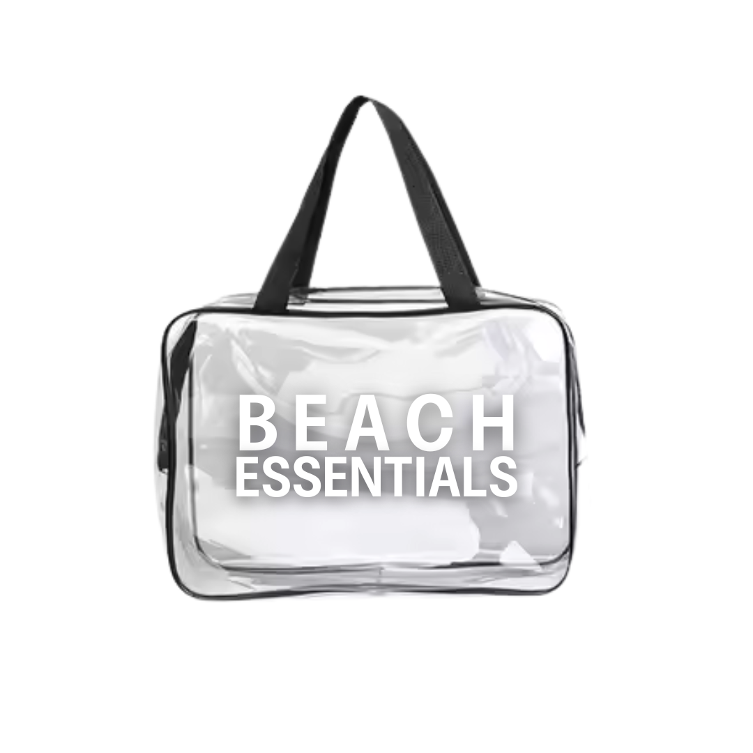 "white beach essentials" beach pouch