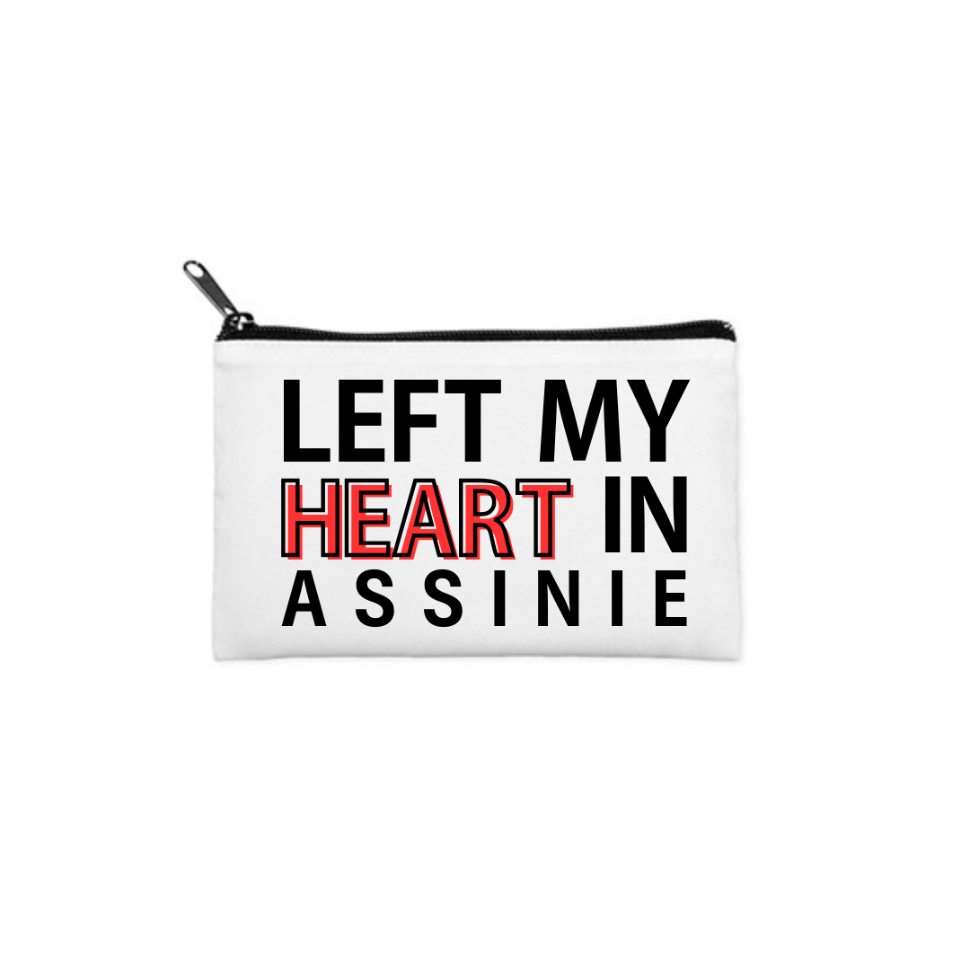 "left my heart in assinie" pouch